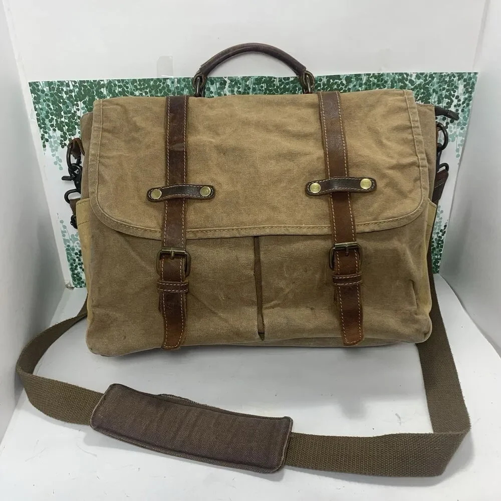 NEWHEY Waxed Waterproof Messenger Bag Laptop Briefcase Shoulder Strap Classic